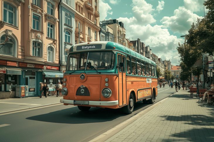 Исторический автобус в Белостоке визуализация