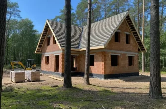 Строительство дома из кирпича в Польше иллюстрация