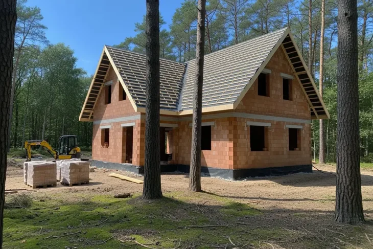 Строительство дома из кирпича в Польше иллюстрация