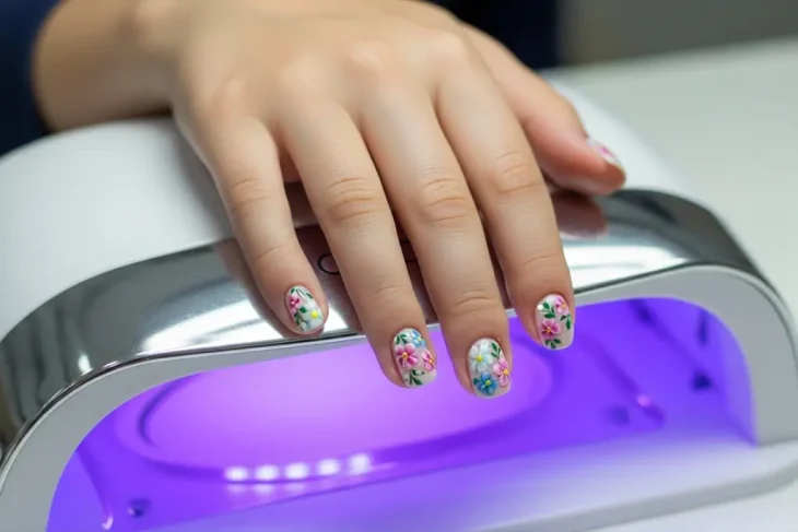 Маникюр УФ-лампа цветы